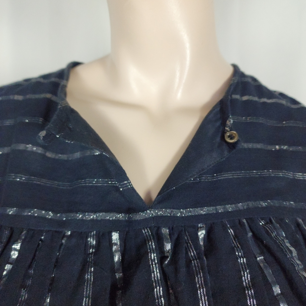 ISABEL MARANT ETOILE Women's sz 40 Black Metallic Silver Stripe Tiered Dress M - Picture 2 of 15